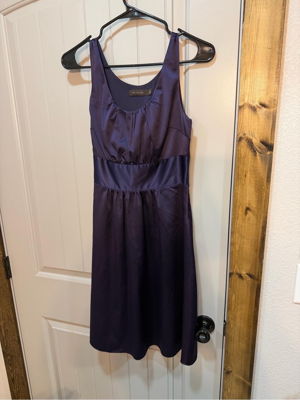 The Limited Deep Purple Satin Scoop Neck Dress